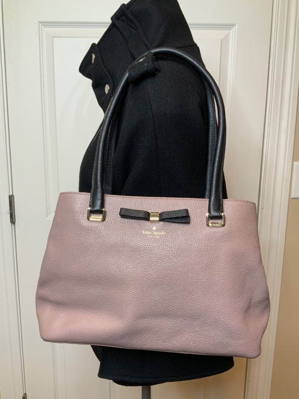Kate Spade New York Mauve Black Pebbled Leather Henderson Street Maryanne Tote